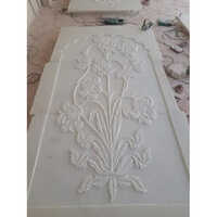 Marble Wall Panel - White Polished Marble, Rectangular Floral Design, Fire-resistant, Custom Sizes For Durable Outdoor Flooring
