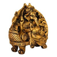 Antique Golden Color Resin Lord Ganesha Statue in Sitting Position
