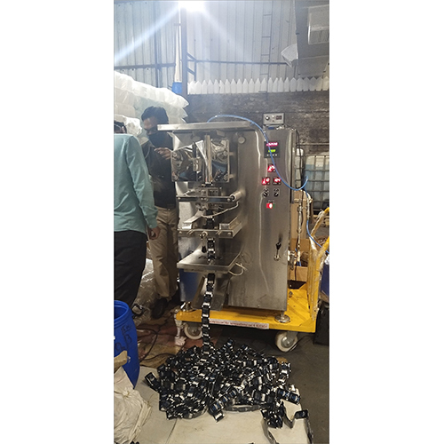 Liquid Pouch Packing Machine - Mild Steel, 220 Volt - Silver, Automatic, PLC Control, Electric Drive, Industrial Packaging Line, 1 Year Warranty