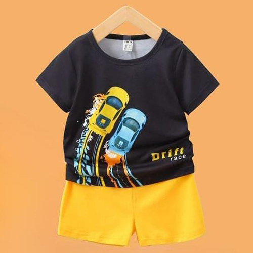 Boys Fancy Printed T-Shirt With Half Pant - Color: Multi Colour