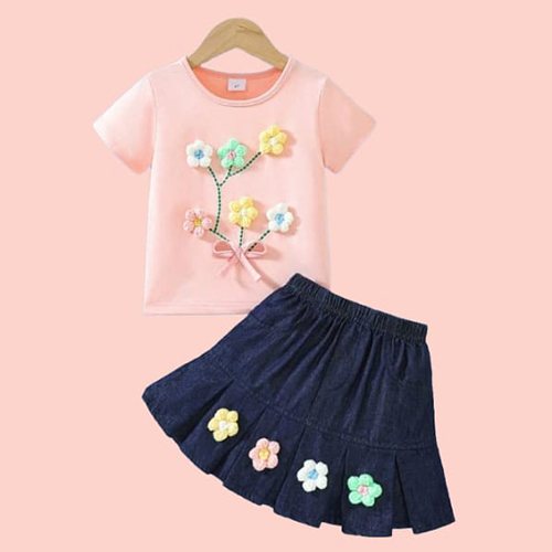 Girls Fancy Top With Skirt - Color: Pink