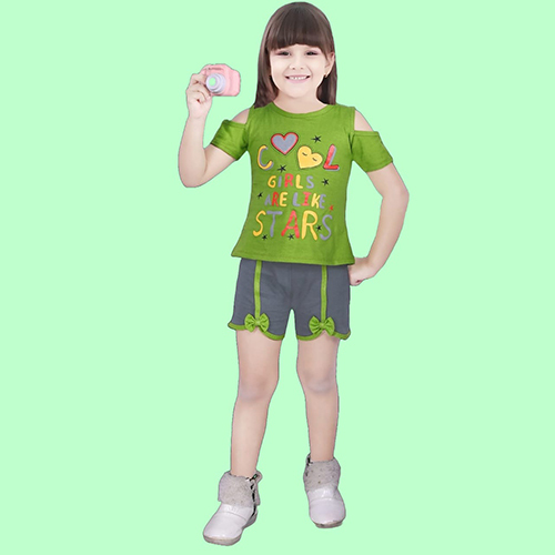 Girls Fancy Top Hot Pant - Color: Green