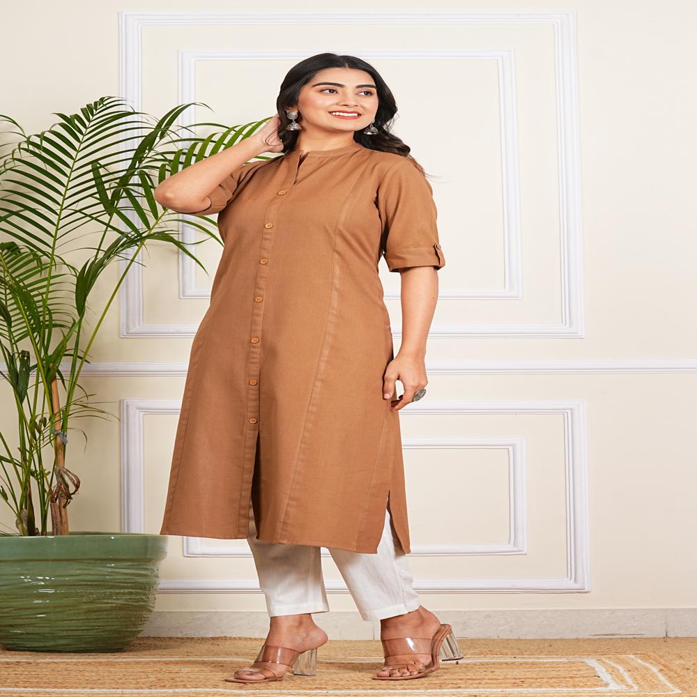 Brown Long Cotton Kurti