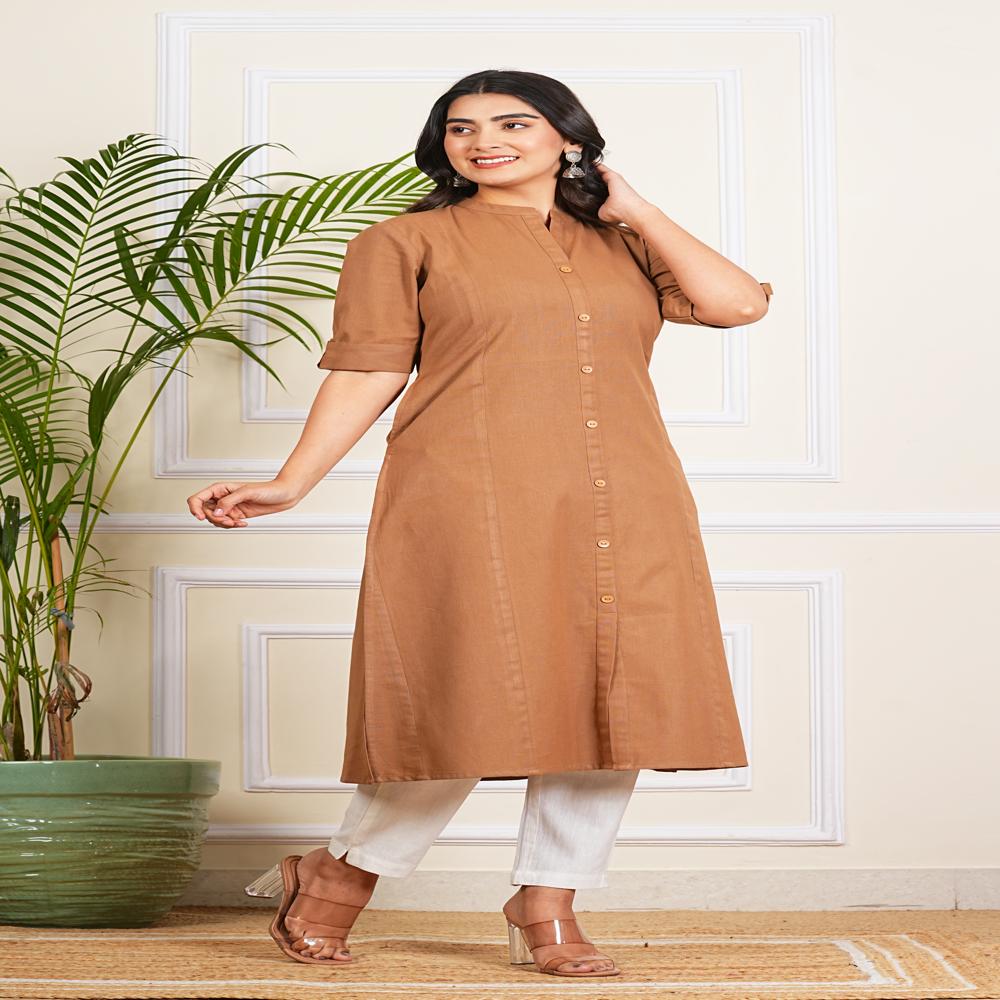 Brown Long Cotton Kurti