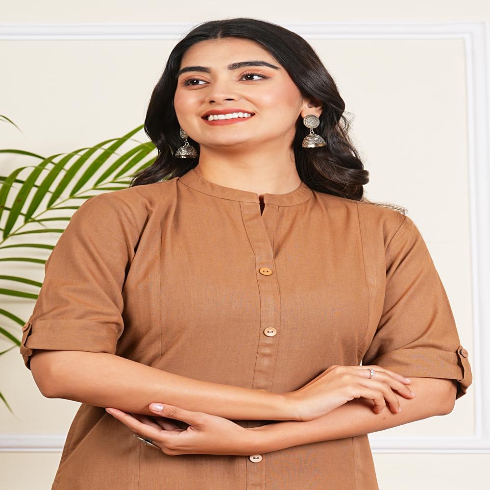 Brown Long Cotton Kurti
