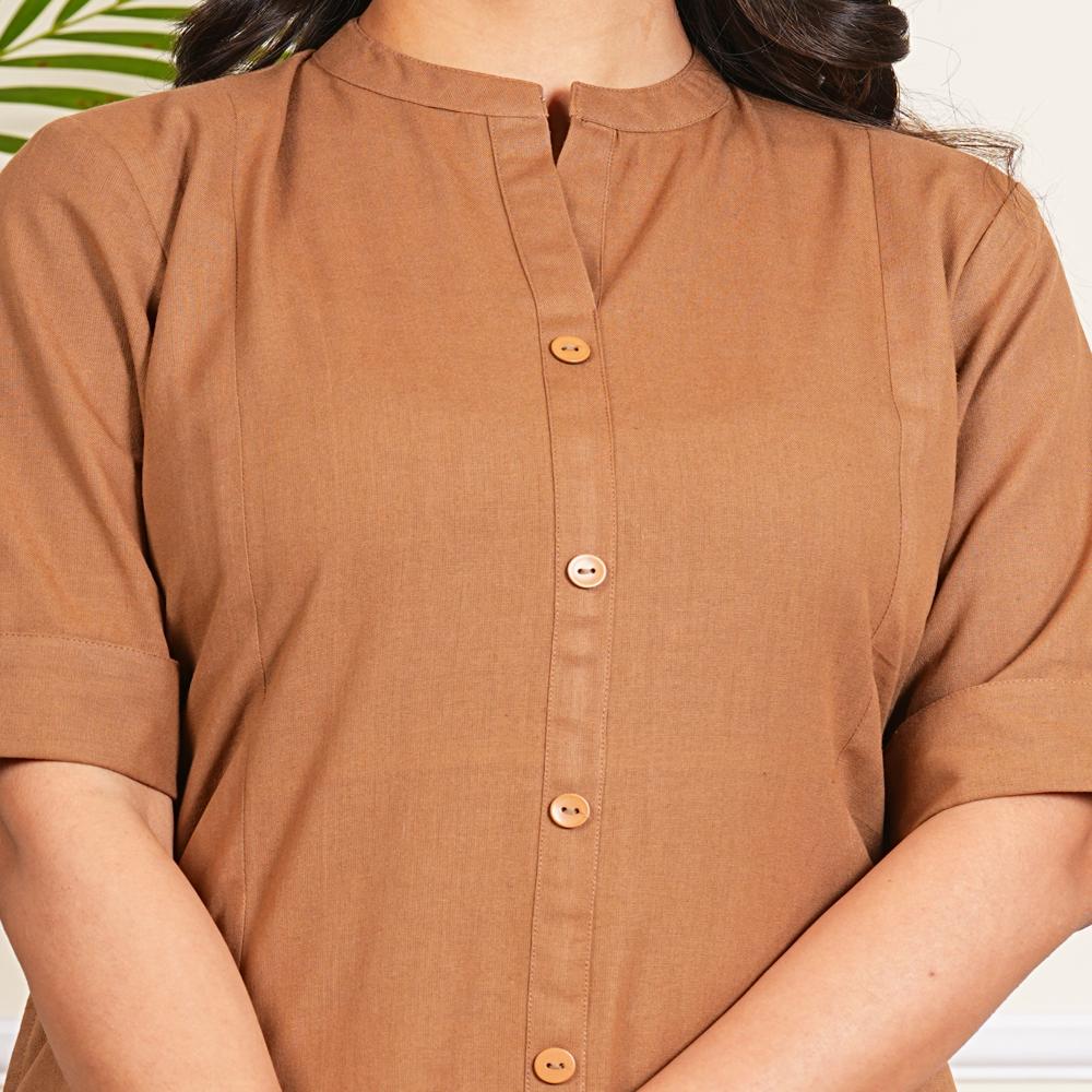 Brown Long Cotton Kurti