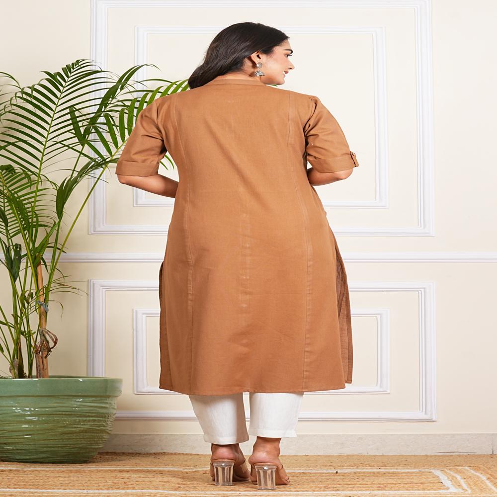 Brown Long Cotton Kurti