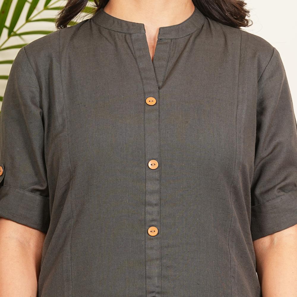 Grey Cotton Long Kurti