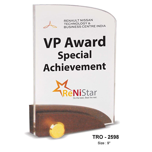 Tro-2598 9 Inch Acrylic Mementos - Color: Various Colors