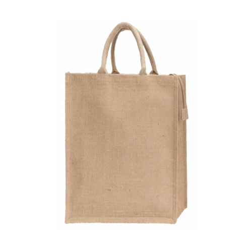 Brown Zipper Closure Plant Jute Carry Bag - Color: Different Available