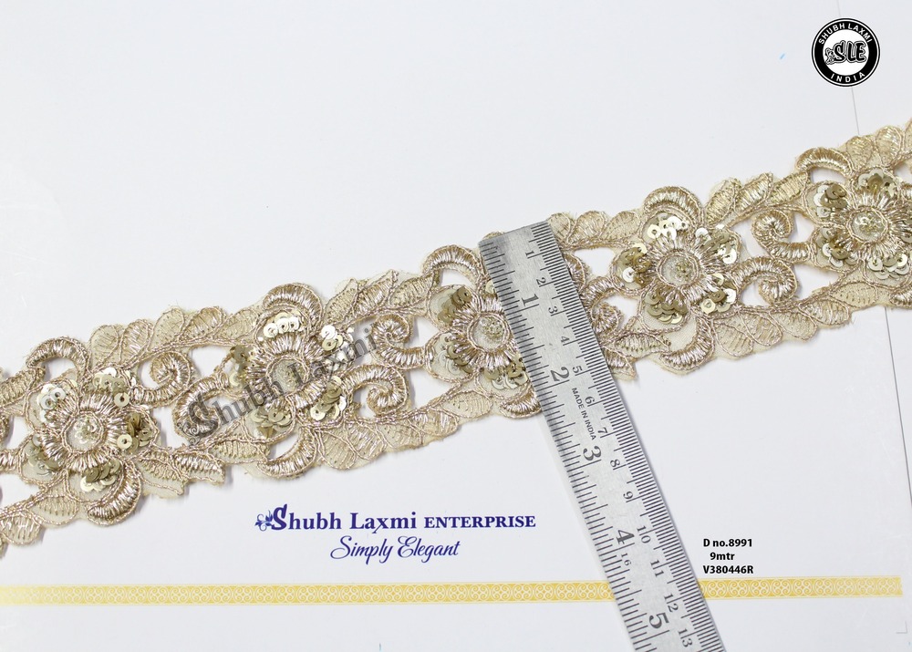 Golden Embroidery Sequence Lace