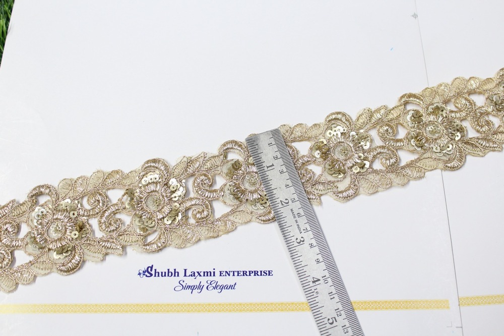 Golden Embroidery Sequence Lace - Decoration Material: Sequins