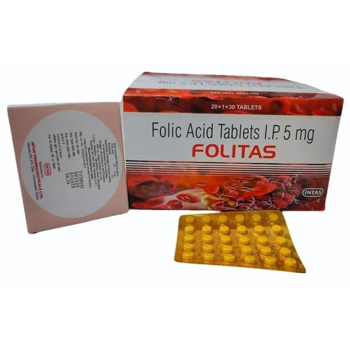 फोलेट एसिड टैबलेट 5mg Ip 30 टैबलेट फोलिटास