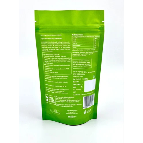 Kyomee Stevia Cooking & Baking Blend - 200g White Crystal Sugar Powder | Refined With 12 Months Shelf Life In Convenient Packet