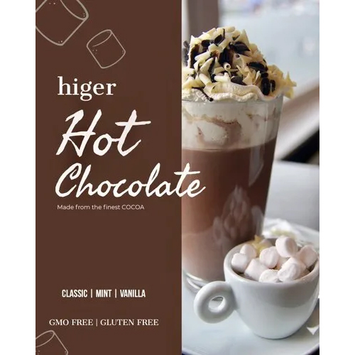 Higer Hot Chocolate Powder - 400 G Liquid & Powder Form, 99% Purity, Eggless, Hygienically Processed Cocoa Flavor