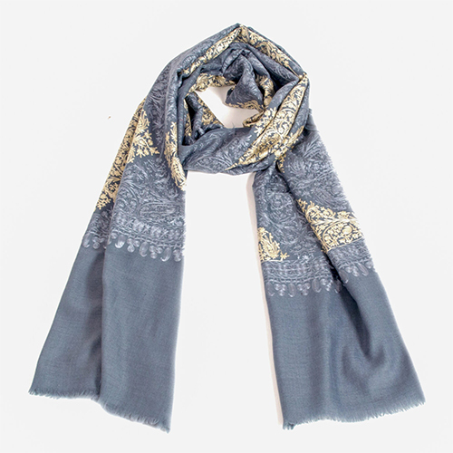 Pashmina Aari Embroidery Shawl - Color: Gray