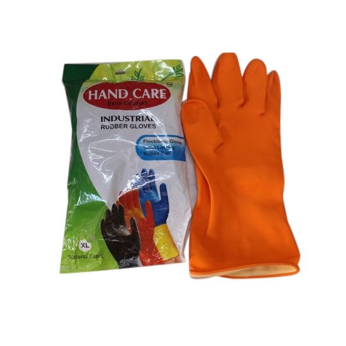 Washable Red Hand Care Rubber Hand Gloves, For Electrical Protection