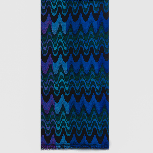 Blue Printed Fine Wool Jacquard Stole