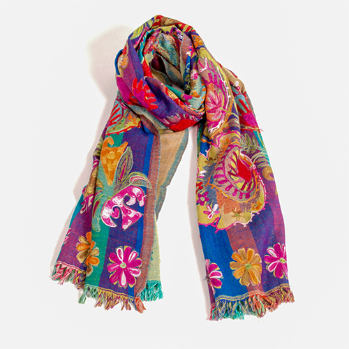 Printed Fine Wool Embroidery Scarve