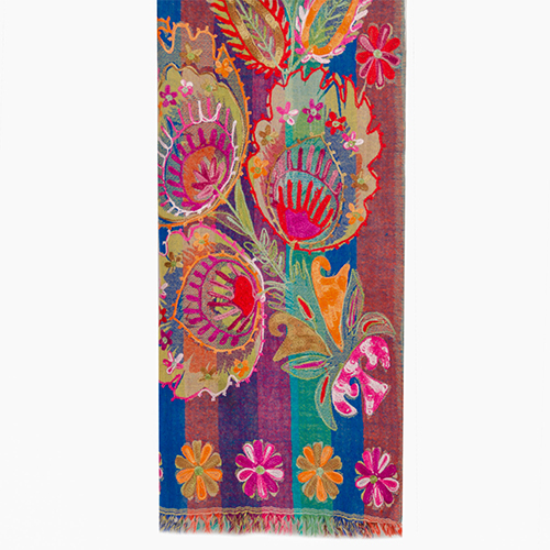 Printed Fine Wool Embroidery Scarve