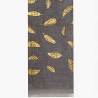 Charcoal Grey Silk Wool Foil Print Scarve