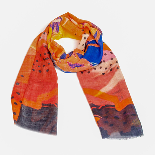 100% Cashmere Fine Wool Print Stole - Color: Multi Colour