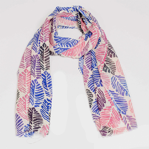 Purple Blue Fine Wool Print Scarve