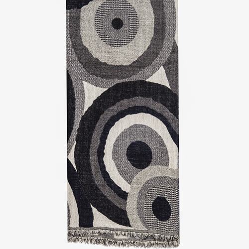 Grey Black Fine Wool Jacquard Scarve