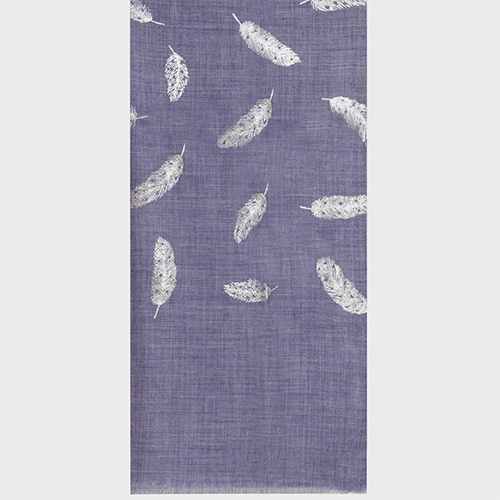Blue Silk Wool Foil Print Scarve