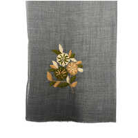 Grey Silk Wool Hand Embroidery Scarve