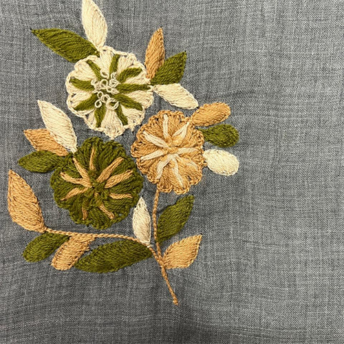 Grey Silk Wool Hand Embroidery Scarve
