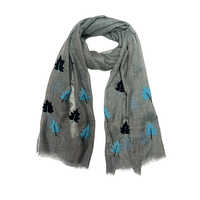 Grey Silk Wool Hand Embroidery Scarve