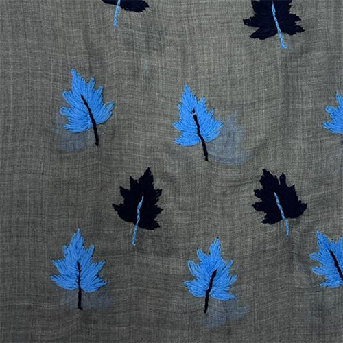 Grey Silk Wool Hand Embroidery Scarve
