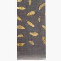 Charcoal Grey Silk Wool Foil Print Scarve