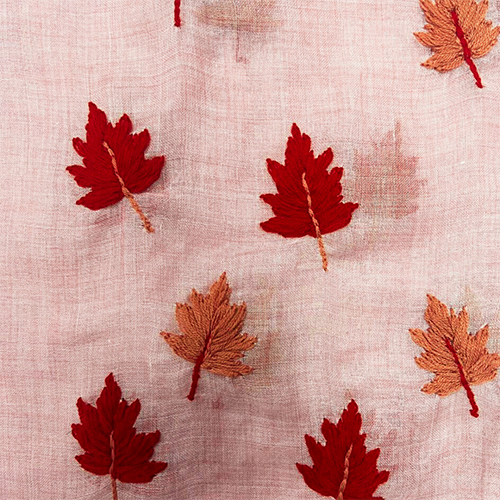Pink Silk Wool Hand Embroidery Scarve