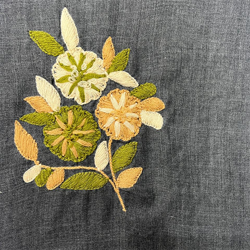 Charcoal Grey Silk Wool Hand Embroidery Stole