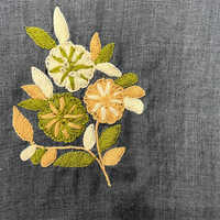 Charcoal Grey Silk Wool Hand Embroidery Stole