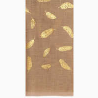 Dark Beige Silk Wool Foil Print Scarve