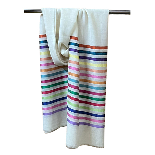 Silk Wool Stripes Stole - Color: Multi Colour
