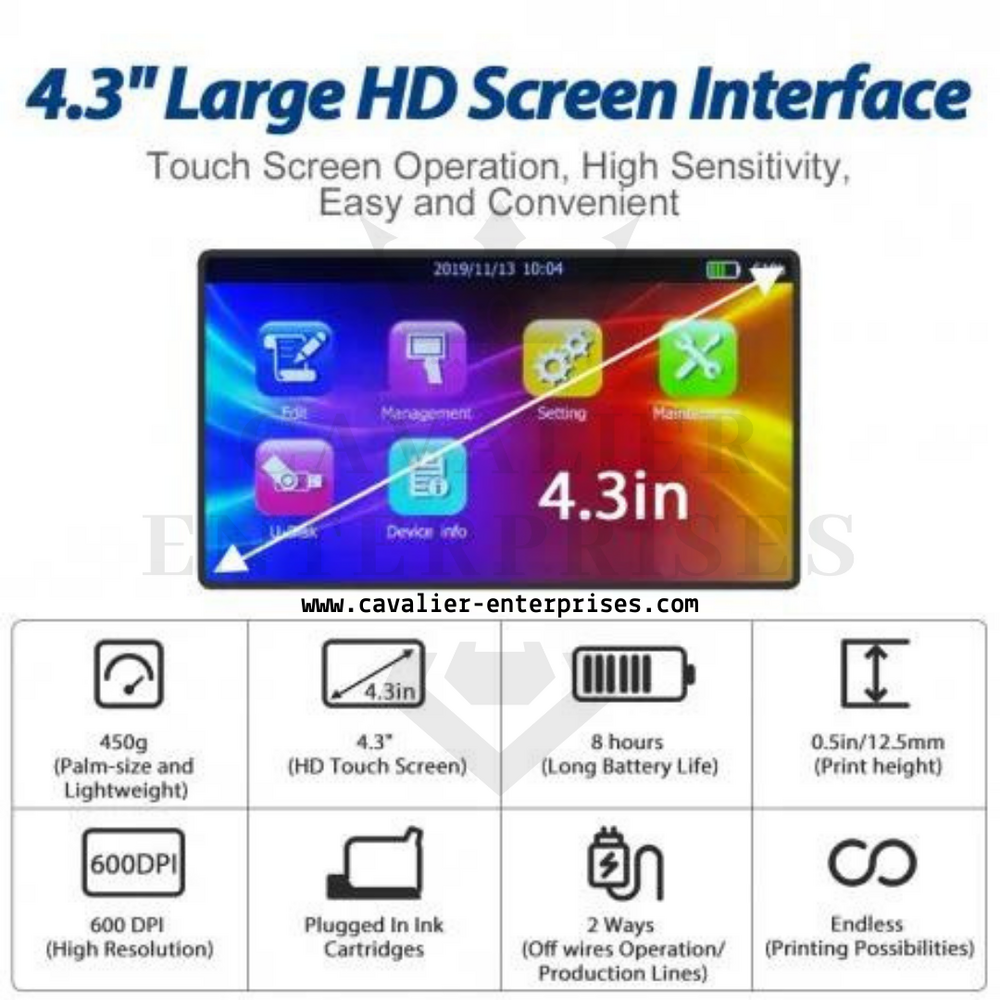 Bentsai B2 Bt-hh6105b2 Portable Barcode Label Handheld Inkjet Printer - Dimensions: 138*54*217mm / 0.45*0.18*0.7 Inch Millimeter (Mm)