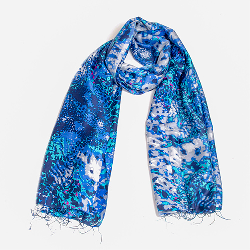 100% Pure Silk Digital Print Stole - Color: Multi Colour