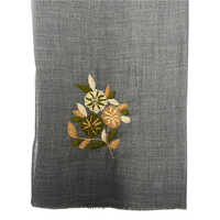 Grey Silk Wool Hand Embroidery Scarve