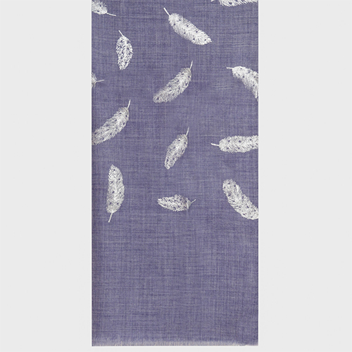 Blue Silk Wool Foil Print Scarve