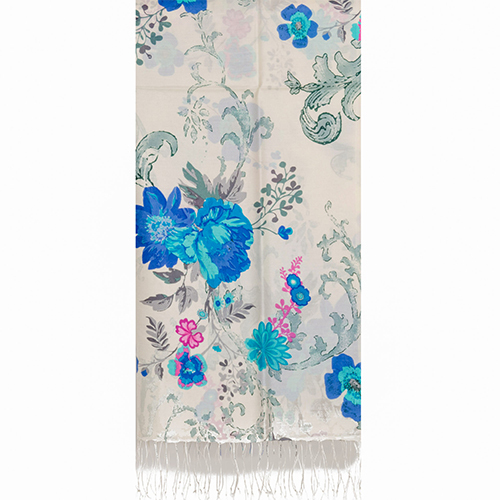 White Silk Digital Print Stole
