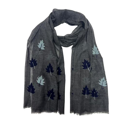 70X180 Cm Silk Wool Hand Embroidery Scarve - Color: Charcoal Grey