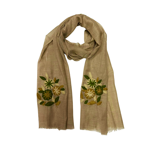 Toosh Silk Wool Hand Embroidery Scarve