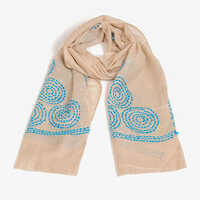 Silk 92 Wool Hand Embroidery Shawl - Color: Multi Colour