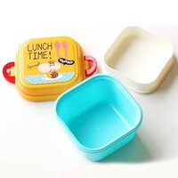 Compartments Tiffin Box For Boys, Girls, School - Pp Plastic, 15.6x15.6x8 Cm | Leak Proof, Microwave Safe, Airtight, Portable With Side Locks
