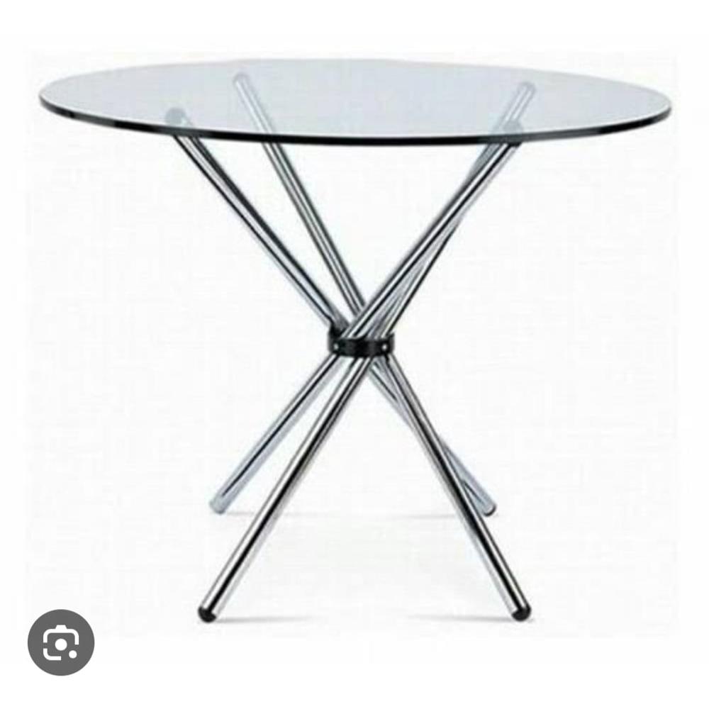 Round Glass Dining Table - Color: Silver