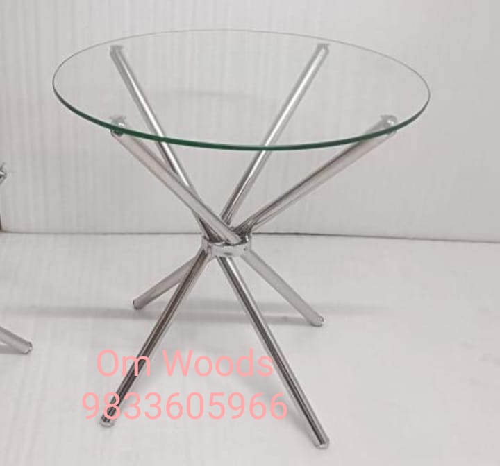 Round Glass Dining Table - Color: Silver